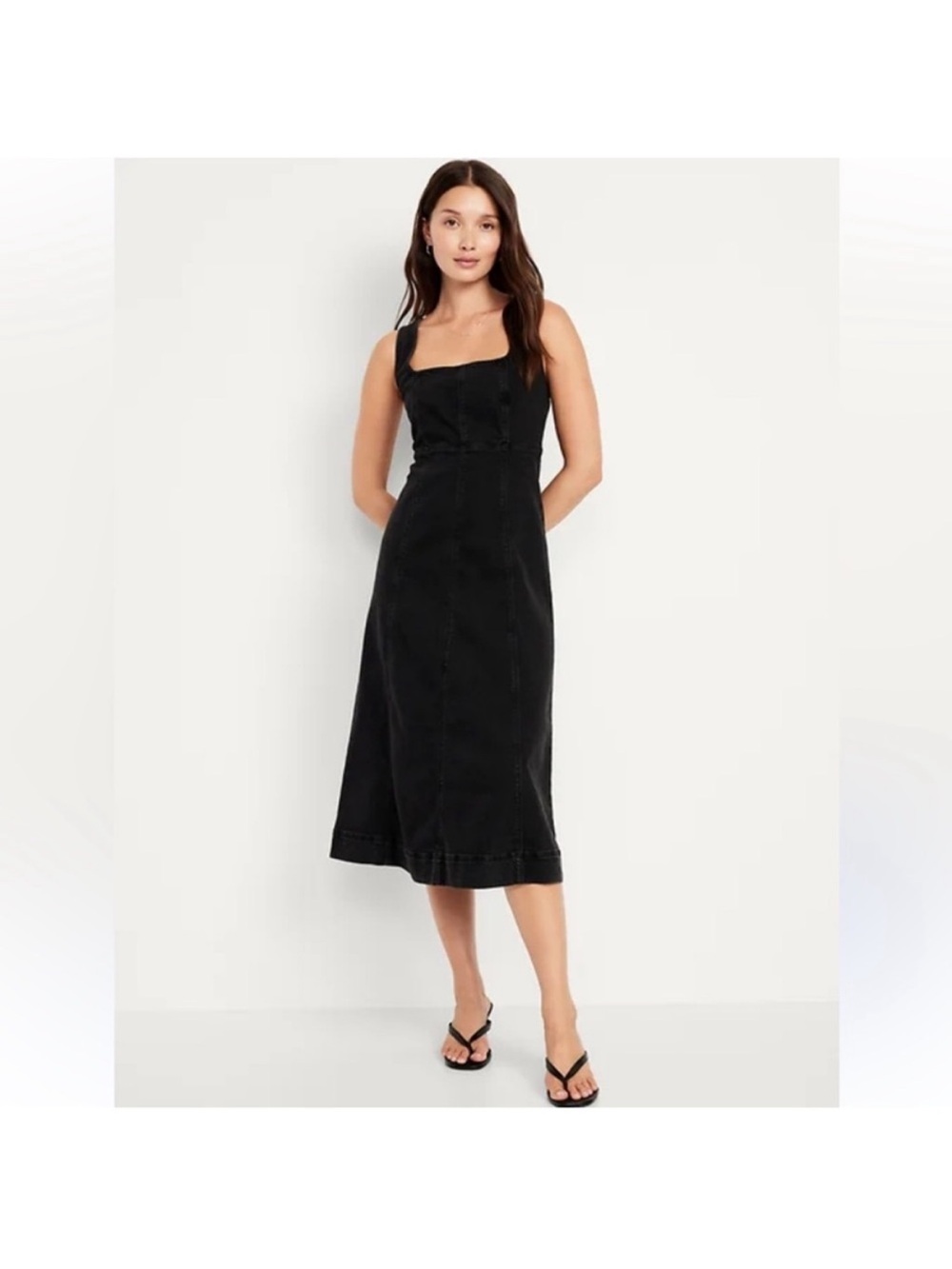 Old Navy Black Square-Neck Midi Dress